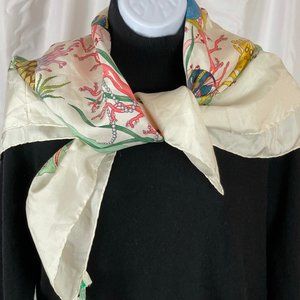 GUCCI silk costal underwater print scarf.